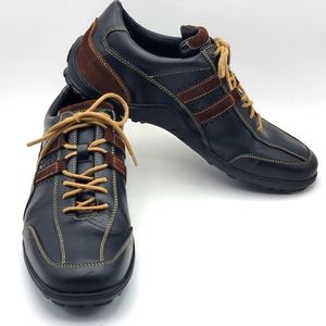 Like New!!! Cole Haan Black Brown Leather Vibram Sole Sneakers Size 10M. #1076